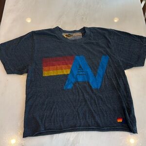 Aviator Nation- adult S, cropped grey t-shirt- boyfriend tee